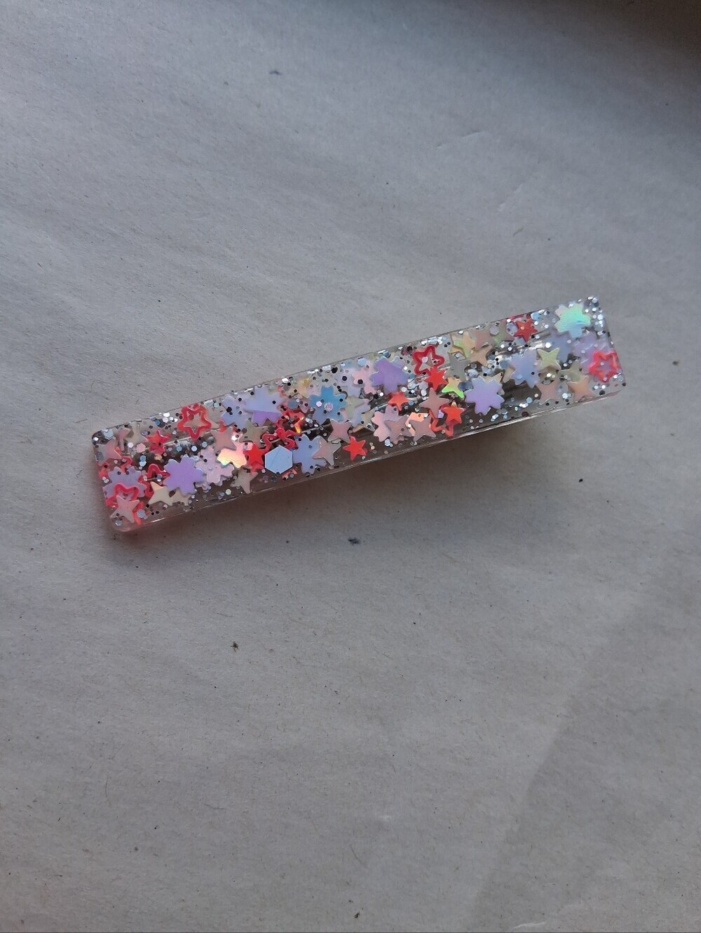 5/$25 Hand Crafted Multicolor Star Glitter Resin Bar Clip